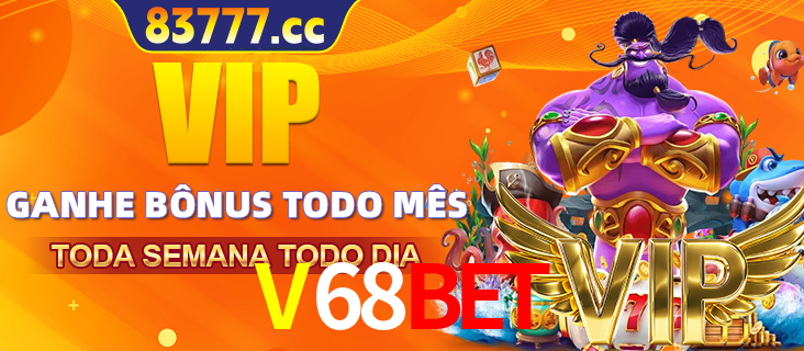 Banner promocional do V68BET oferecendo 100% de recompensas adicionais contínuas para quem fizer o login diário (Daily sign-in), com um mascote de coelho.