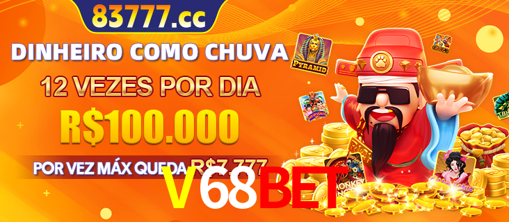 Banner do programa de recompensas Recomende para amigos do V68BET, detalhando os bônus por convidar amigos, com prêmios que chegam a R$288.888.