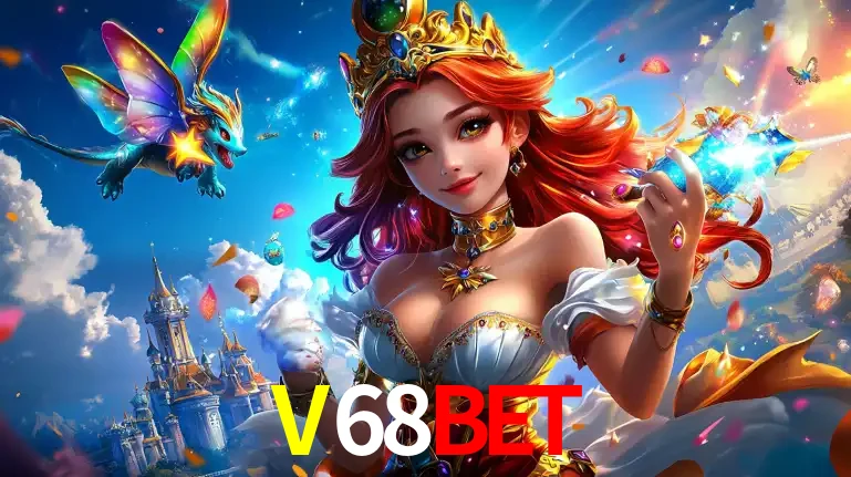 A princesa de um reino de fantasia mágico, com seu pequeno dragão, apresentando um mundo de prêmios encantados nos jogos de caça-níqueis do cassino V68BET.